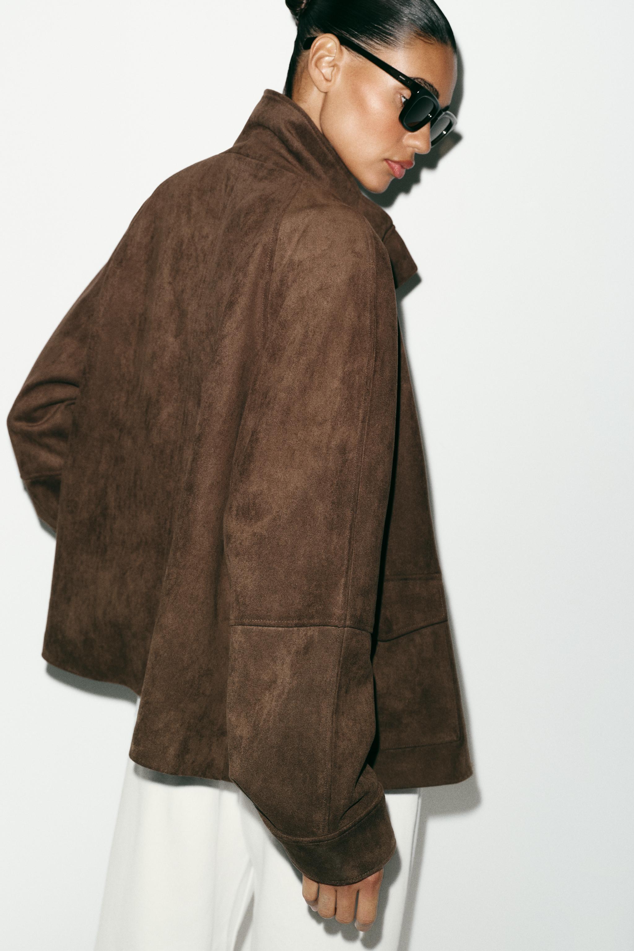 VESTE EFFET DAIM À POCHES